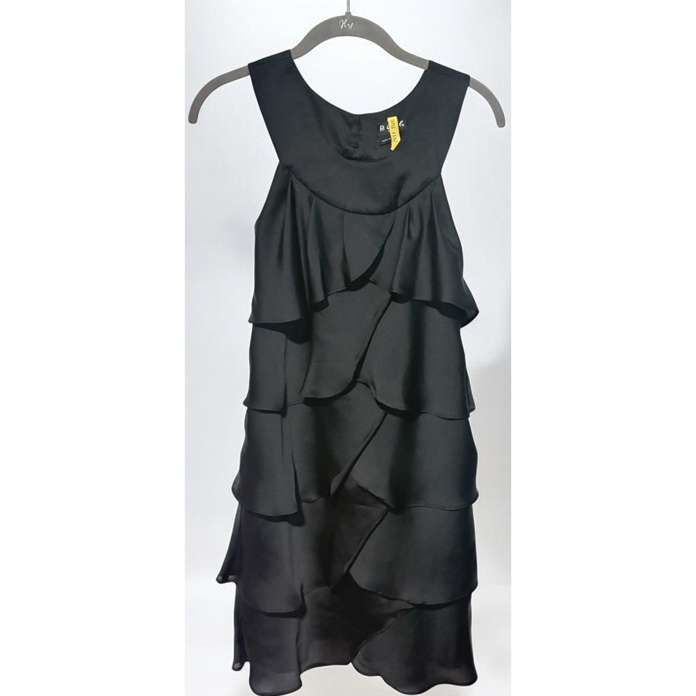 BCBG Paris Mini Black Dress Ruffles Flapper Y2K Style Cocktail Party Size 2